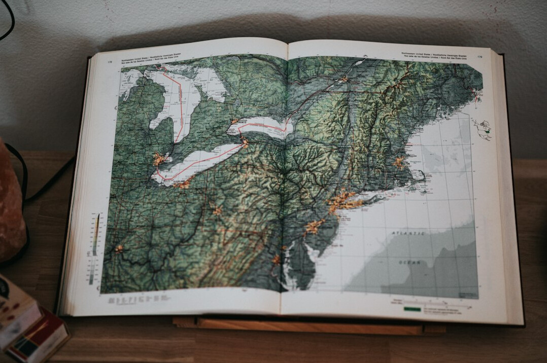 Vintage map spread on a table