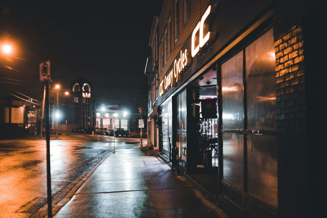 empty store aisle at night